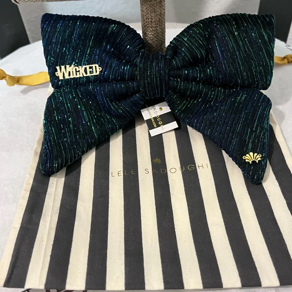 EARTH SHIMMER LEE SADOUGHI X WICKED NWT AUTHENTIC ELPHABA BOW BARRETTE - Picture 7 of 12